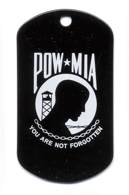 ROTHCO Dog tag POW - MIA Známka identifikační POW / MIA ČERNÁ   psí známky (Dog Tags) s potiskem POW/MIA POZOR: cena za jeden kus