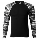 tričko Camouflage metro  M střih s bočními švy úzký lem průkrčníku z žebrového úpletu 1:1 s 5 % elastanu vnitřní část průkrčníku začištěna páskou v barvě 01 dlouhé raglánové rukávy v barvě camouflage Single Jersey