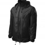 větrovka Windy černá XL lehký větruodolný materiál celopropínací spirálový zip skrytá kapuce v límci kapuce a dolní lem na stažení elastickou šňůrkou lištové kapsy samostatná kapsička na zip pro skladné uložení plátnová vazba