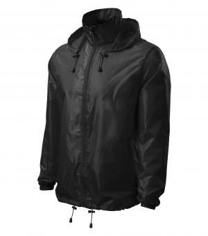větrovka Windy černá XL lehký větruodolný materiál celopropínací spirálový zip skrytá kapuce v límci kapuce a dolní lem na stažení elastickou šňůrkou lištové kapsy samostatná kapsička na zip pro skladné uložení plátnová vazba