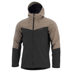 Pentagon bunda Pentagon Monlite Shell coyote XL Pohodlná nepromokavá bunda vhodná na každodenní nošení. Na její výrobu byl použit polyester v kombinaci se spandexem