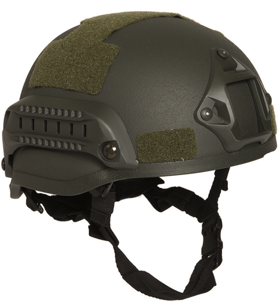 Mil-Tec helma taktická US 'MICH 2002' oliva Helma: ABS plast Boční lišty: Sklolaminát Montáž na přední straně: Sklolaminát Podbradní pásek: 70% Polyester