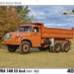 puzzle Truck Tatra 148 S3- 40 dílků PUZZLE TRUCK 01 - TATRA 148 S3 6X6 (1969 - 1982) 40 DÍLKŮ   Rozměry deskového puzzle: 37 cm x 29 cm Materiál: originál puzzle lepenka o síle 2 mm Rozměry balení: 37 cm x 29 cm Rozměry jednotlivých dílků: cca 4 x 5 cm Počet dílků: 40   Nevhodné pro děti do 3 let!!!  Sběratelská série EDICE RETRO-AUTA -TRUCK. Puzzle z této edice jsou nejen ideálním dárkem pro všechny automobilové nadšence