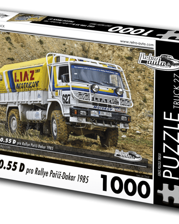 puzzle truck Liaz 100.55 D pro Rallye Paříž-Dakar 1985-1000 dílků PUZZLE TRUCK 27 - LIAZ 100.55 D PRO RALLYE PAŘÍŽ-DAKAR 1985 1000 DÍLKŮ   Rozměry složeného puzzle: 660 x 470 mm Materiál: originál puzzle lepenka o síle 1