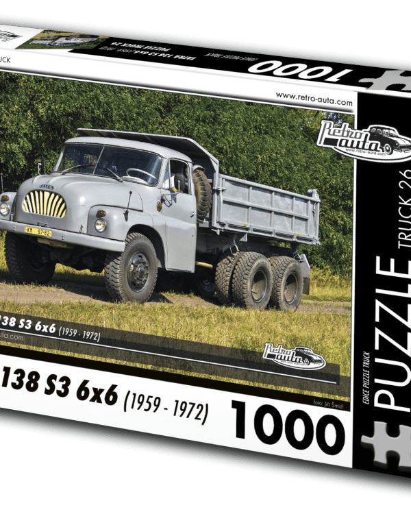 puzzle truck Tatra 138 S3 6x6-1000 dílků PUZZLE TRUCK 26 - TATRA 138 S3 6X6 (1959 - 1972) 1000 DÍLKŮ   Rozměry složeného puzzle: 660 x 470 mm Materiál: originál puzzle lepenka o síle 1