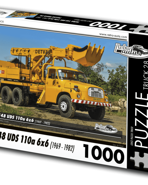 puzzle truck Tatra 148 UDS110a 6x6-1000 dílků PUZZLE TRUCK 28 - TATRA 148 UDS 110A 6X6 (1969 - 1982) 1000 DÍLKŮ   Rozměry složeného puzzle: 660 x 470 mm Materiál: originál puzzle lepenka o síle 1