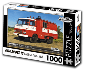 puzzle truck Avia 30 DVS 12 hasičský vůz-1000 dílků PUZZLE TRUCK 29 - AVIA 30 DVS 12 HASIČSKÝ VŮZ (1968 - 1982) 1000 DÍLKŮ   Rozměry složeného puzzle: 660 x 470 mm Materiál: originál puzzle lepenka o síle 1