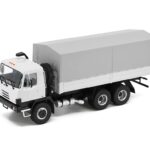 model Tatra 815 V26 valník s plachtou-bílá/šedá Modimio Kovový sběratelský model nákladního vozu Tatra 815 V26 Valník s plachtou