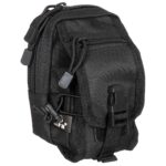 MFH pouzdro MOLLE na opasek černé hlavní prostor s PVC podšívkou a dvěma menšími kapsičkami zapínání na dvoucestný zip přední klopa se zapínáním na suchý zip a sponu