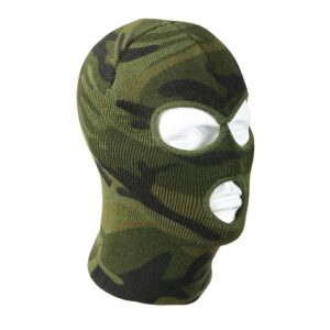 ROTHCO Kukla pletená se 3 otvory DELUXE WOODLAND Pletená akrylová kukla s maskovacím vzorem Woodland