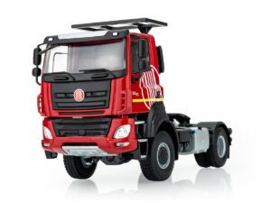 Kaden model Tatra Phoenix 4x4 tahač červený První model z nové řady TATRA Phoenix. Model v měřítku 1:43. Celokovový. Přední kola natáčecí