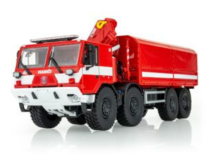 Kaden model Tatra 815-7 8x8 valník s rukou Hasiči Sběratelský a perfektně propracovaný model v měřítku 1:43 s možností odklápění kovové kabiny a výklopnými nápravami. Veškeré detaily na modelu jsou provedeny tampońovým tiskem a na modelu není žádná nálepka nebo obtisk.   měřítko: 1:43 materiál: kov ruční výroba vyrobeno v ČR výrobce: Kaden