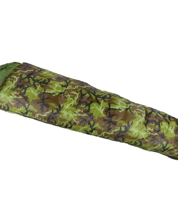 MFH pytel spací mumie vzor 95 Třísezonní spací pytel s dvouvrstvým zateplením a bočním zipem v českém maskovaní vz.95 les.   dvoucestný zip na horní straně krytí klopou na suchý zip