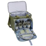taška Termo s piknikovým setem pro 4 osoby Commando taška TERMO s piknikovým setem pro 4 osoby Pikniková zelená outdoor taška přes rameno se setem nádobí pro čtyři osoby.   termo velký prostor pro jídlo a pití o velikosti 34x20x27 cm dvě uši na přenášení nastavitelný popruh přes rameno přední kapsa s organizérem pro nádobí a příbory obsahuje: 4x prostírání
