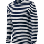 tričko námořnické pánské dlouhý rukáv XXXL pruhy v kombinaci bílá a námořní modrá střih s bočními švy průkrčník lemován žebrovým úpletem 1:1 s 5 % elastanu vnitřní část průkrčníku začištěna páskou z vrchového materiálu zpevnění ramenních švů páskou dlouhé rukávy