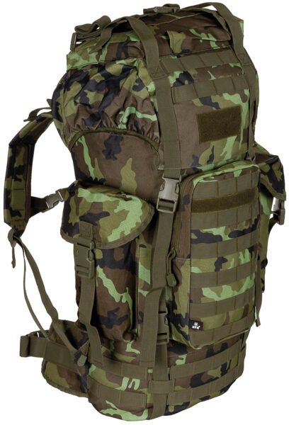 MFH batoh bojový Molle 65L vz.95 Vylepšený batoh střední velikosti za velmi příznivou cenu v rozumné kvalitě. Nový model batohu